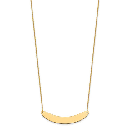14K Yellow Gold Medium Curved Blank Bar Necklace