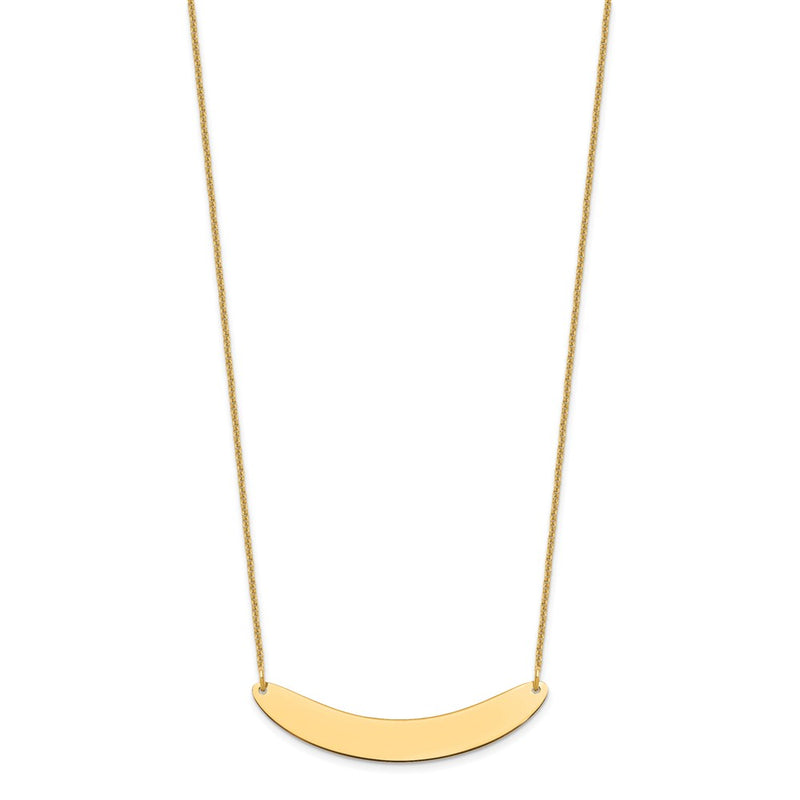 14K Yellow Gold Medium Curved Blank Bar Necklace