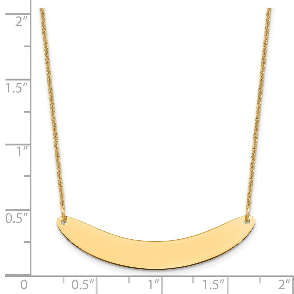 14K Yellow Gold Medium Curved Blank Bar Necklace
