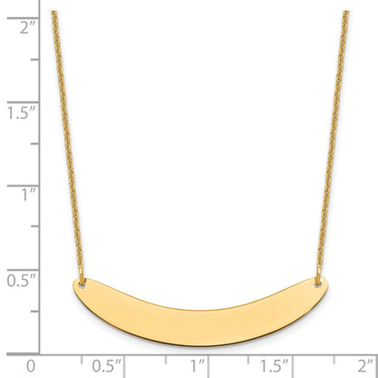 14K Yellow Gold Medium Curved Blank Bar Necklace