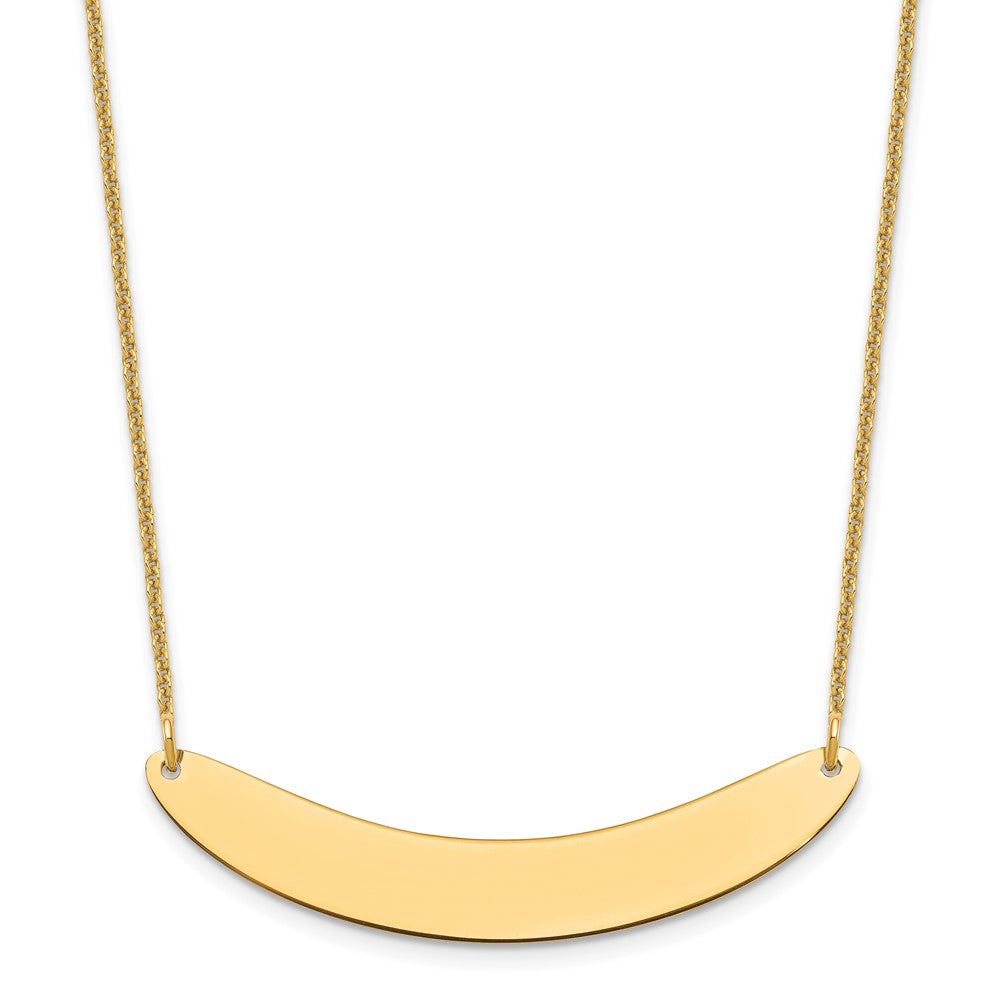 14K Yellow Gold Medium Curved Blank Bar Necklace