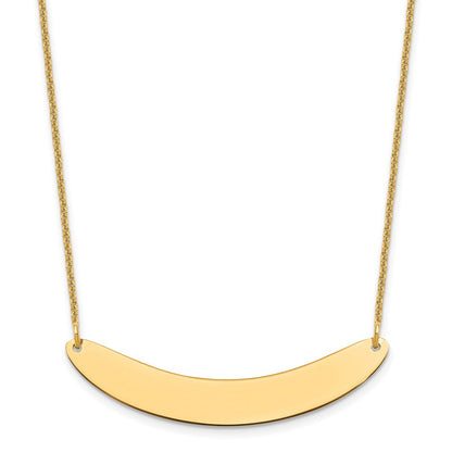 14K Yellow Gold Medium Curved Blank Bar Necklace