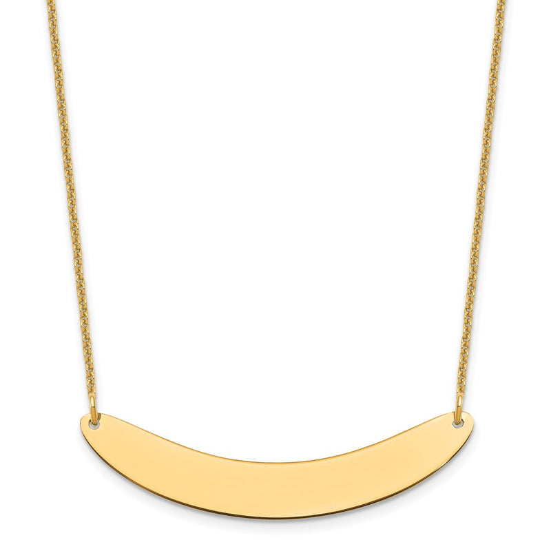 14K Yellow Gold Medium Curved Blank Bar Necklace