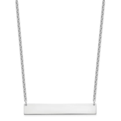 Sterling Silver Silver/Rhodium Plated Large Blank Bar Necklace