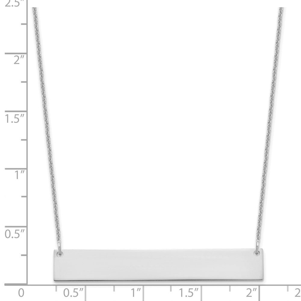 14K White Gold Large Blank Bar Necklace