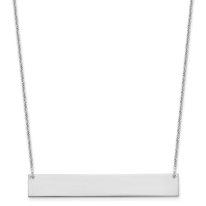 14K White Gold Large Blank Bar Necklace
