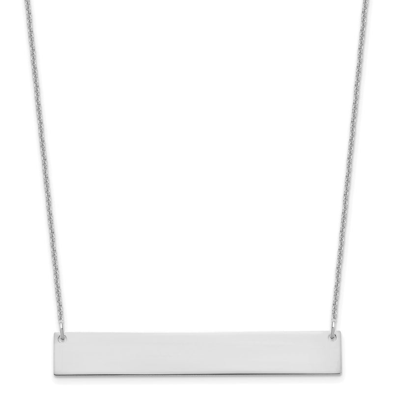 14K White Gold Large Blank Bar Necklace
