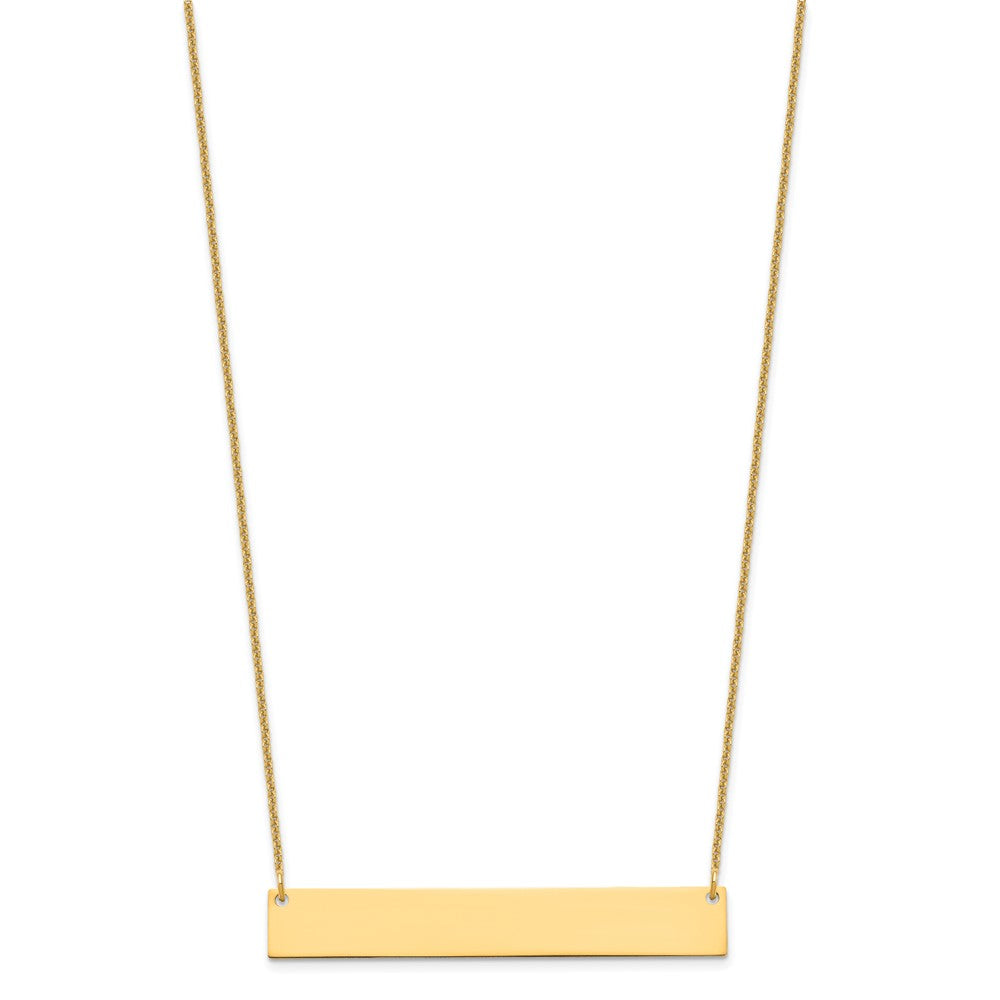 14K Yellow Gold Large Blank Bar Necklace