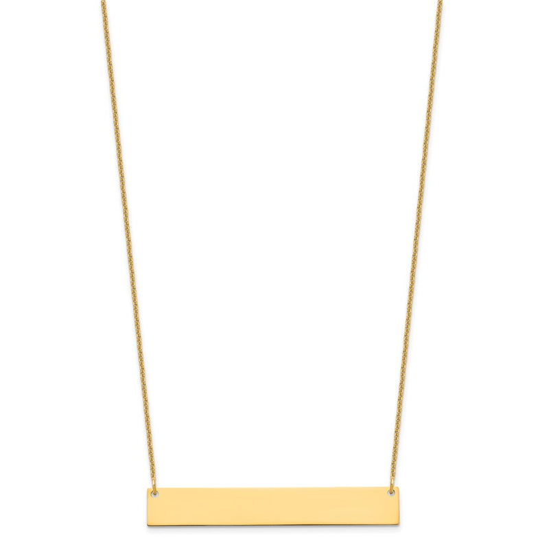 14K Yellow Gold Large Blank Bar Necklace