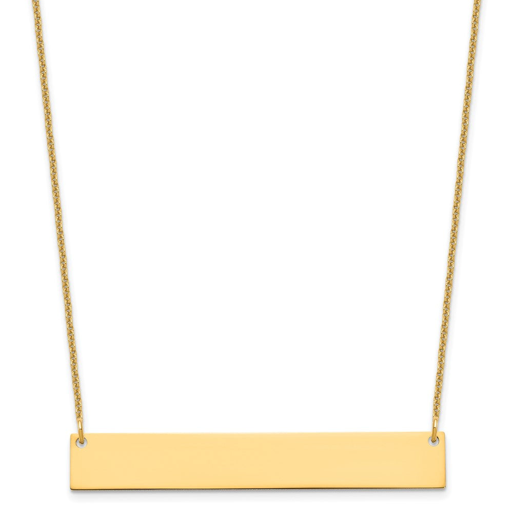 14K Yellow Gold Large Blank Bar Necklace