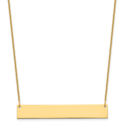 14K Yellow Gold Large Blank Bar Necklace