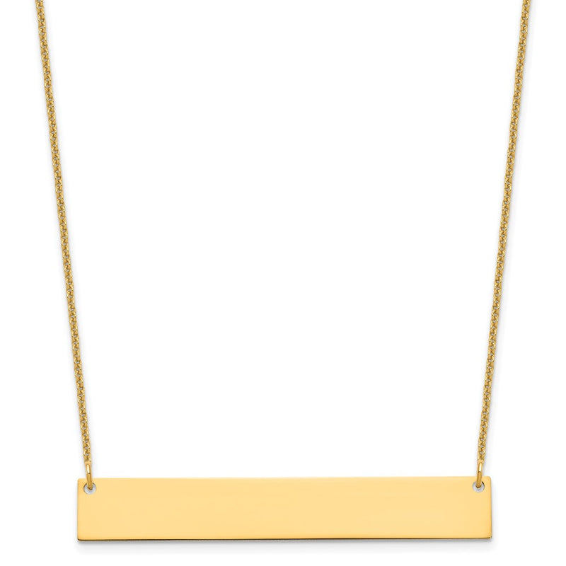 14K Yellow Gold Large Blank Bar Necklace