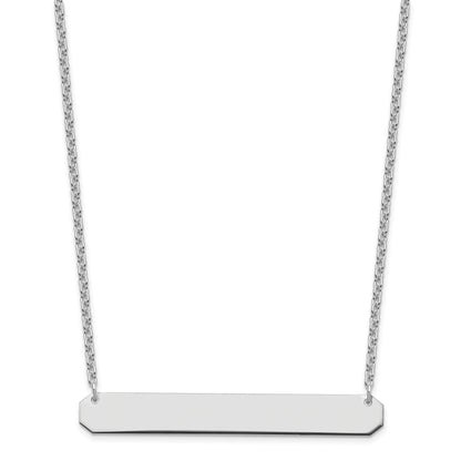 Sterling Silver Silver/Rhodium Plated Large Blank Bar Necklace