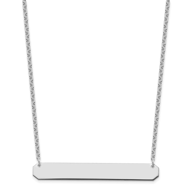 Sterling Silver Silver/Rhodium Plated Large Blank Bar Necklace