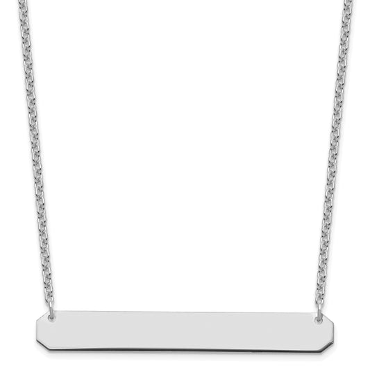 Sterling Silver Silver/Rhodium Plated Large Blank Bar Necklace