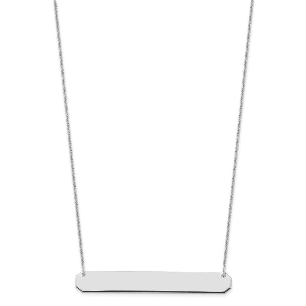 14K White Gold Large Blank Bar Necklace