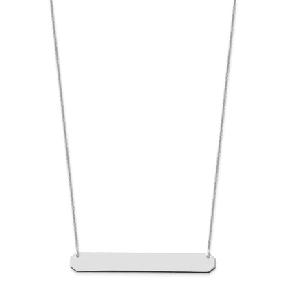 14K White Gold Large Blank Bar Necklace