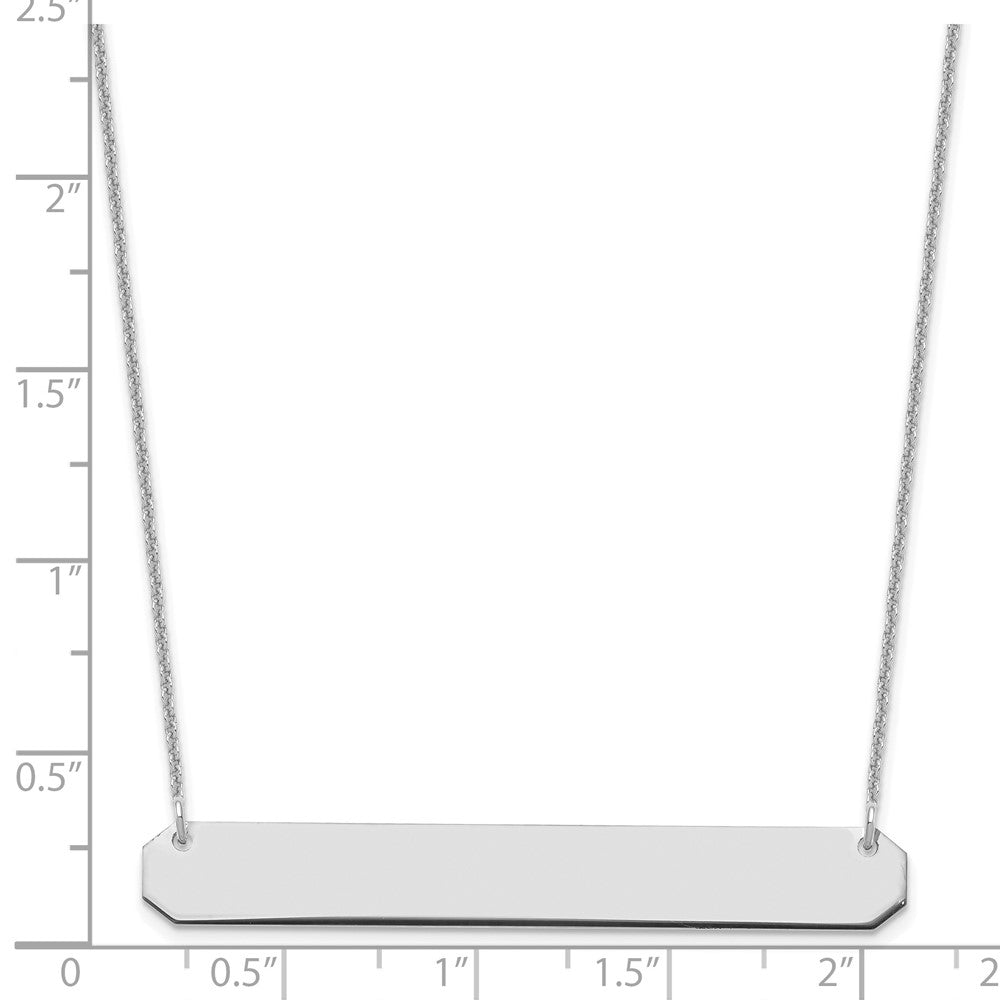 14K White Gold Large Blank Bar Necklace