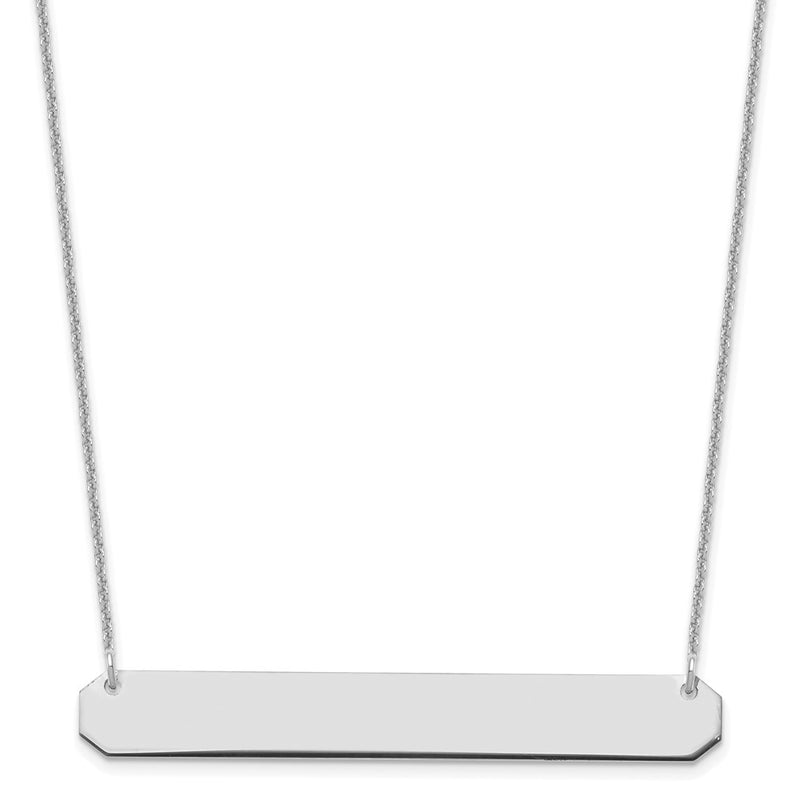 14K White Gold Large Blank Bar Necklace