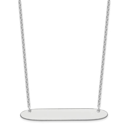 Sterling Silver Silver/Rhodium Plated Large Oblong Blank Bar Necklace