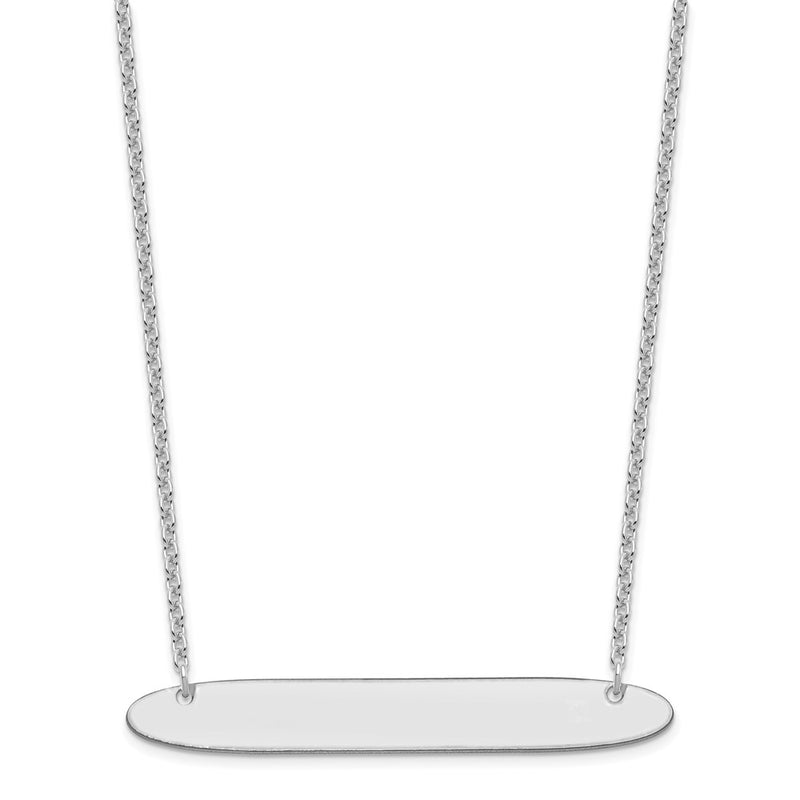 Sterling Silver Silver/Rhodium Plated Large Oblong Blank Bar Necklace