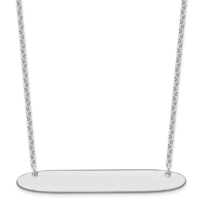 Sterling Silver Silver/Rhodium Plated Large Oblong Blank Bar Necklace