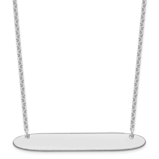 Sterling Silver Silver/Rhodium Plated Large Oblong Blank Bar Necklace