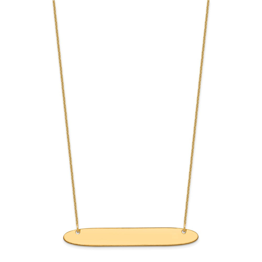 14K Yellow Gold Large Oblong Blank Bar Necklace