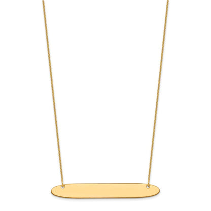 14K Yellow Gold Large Oblong Blank Bar Necklace