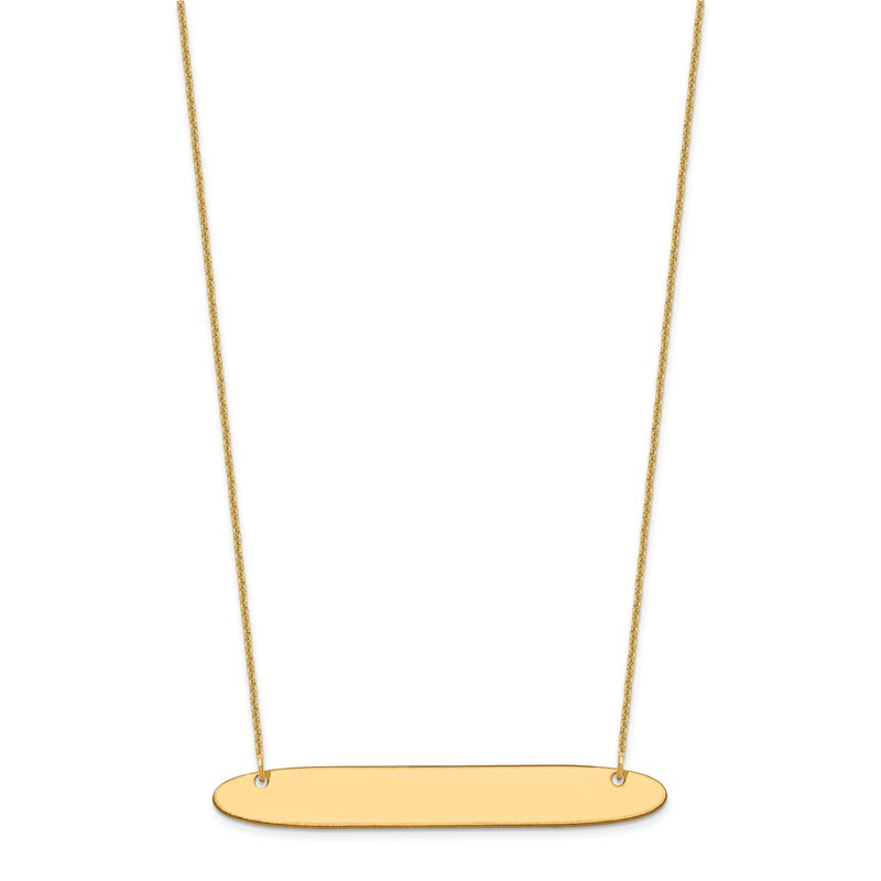 14K Yellow Gold Large Oblong Blank Bar Necklace