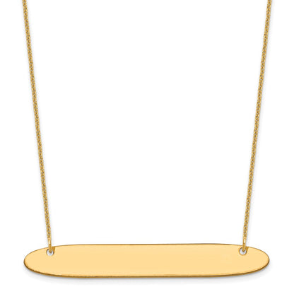 14K Yellow Gold Large Oblong Blank Bar Necklace