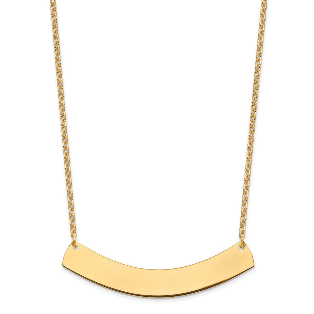 Gold Plated Sterling Silver/Gold Large Curved Blank Bar Necklace