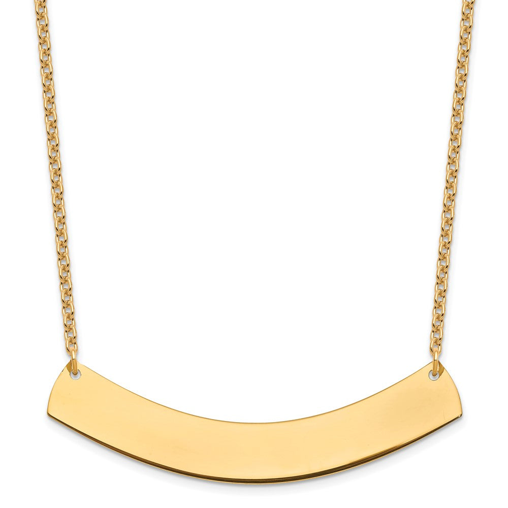 Gold Plated Sterling Silver/Gold Large Curved Blank Bar Necklace