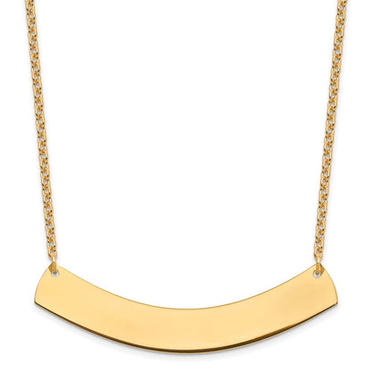 Gold Plated Sterling Silver/Gold Large Curved Blank Bar Necklace