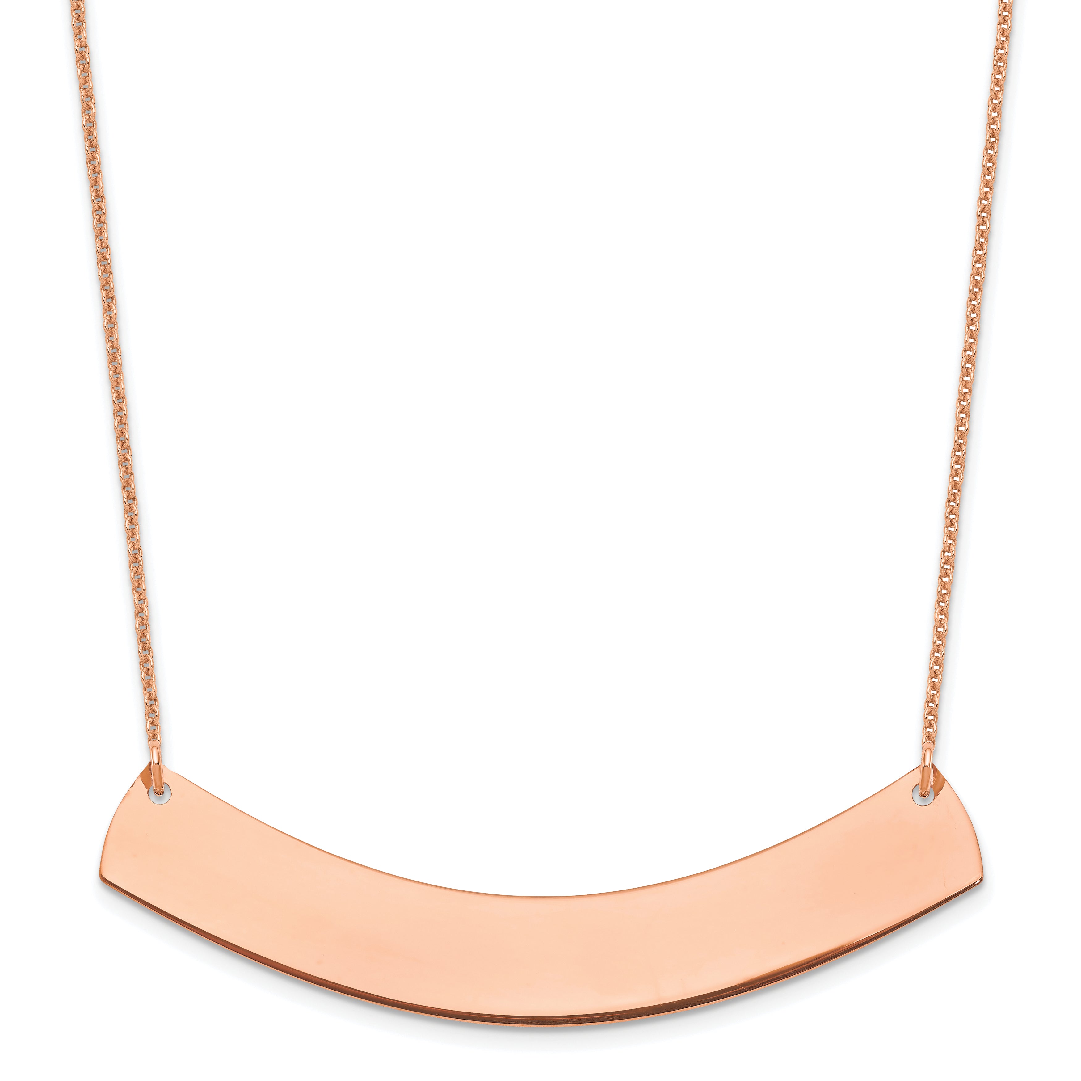 14K Rose Gold Large Curved Blank Bar Necklace