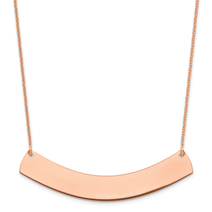 14K Rose Gold Large Curved Blank Bar Necklace