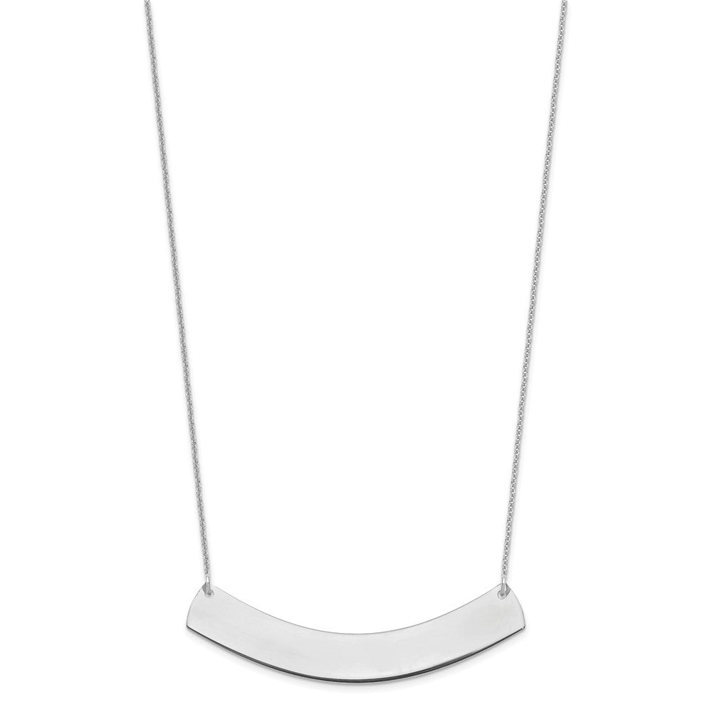 14K White Gold Large Curved Blank Bar Necklace