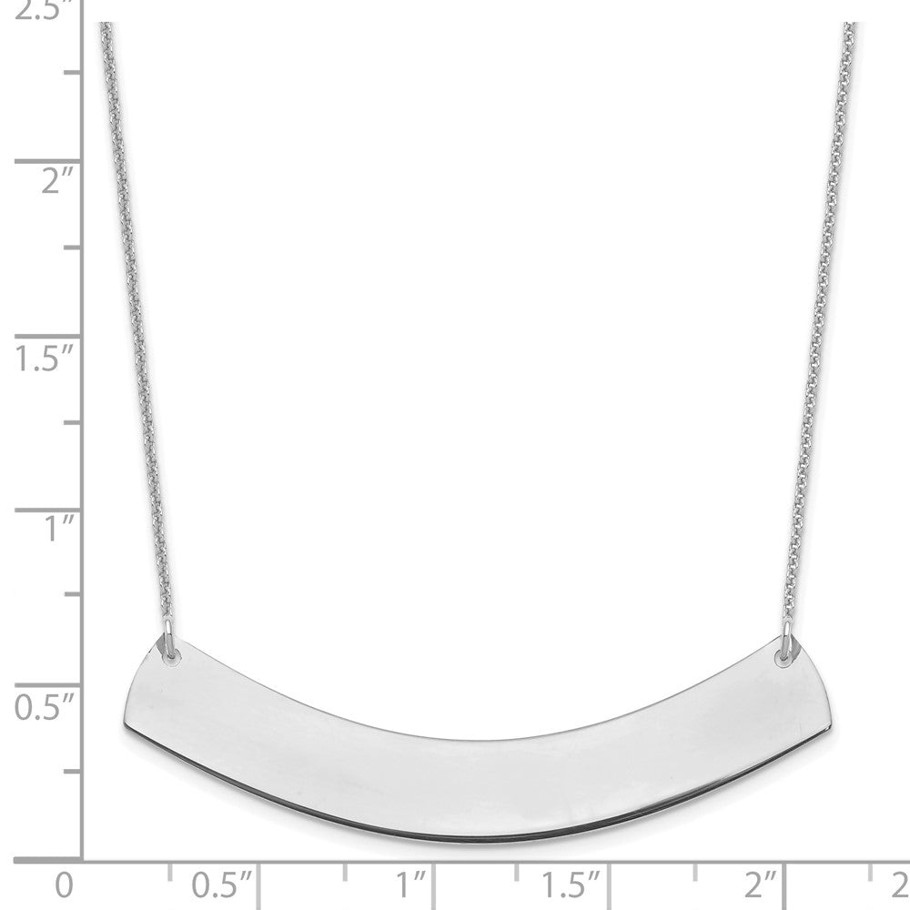 14K White Gold Large Curved Blank Bar Necklace