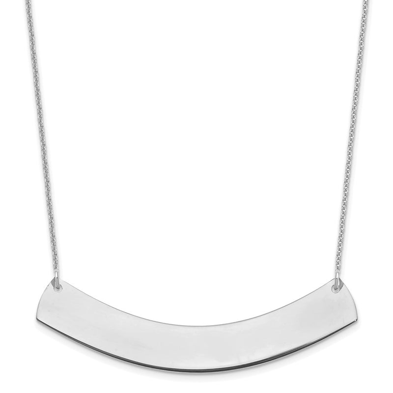14K White Gold Large Curved Blank Bar Necklace