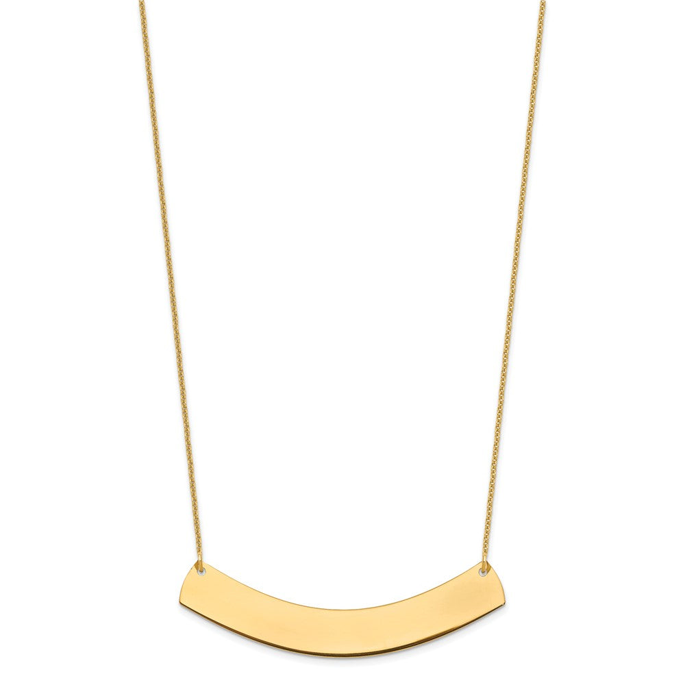 14K Yellow Gold Large Curved Blank Bar Necklace