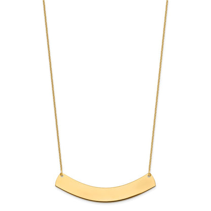 14K Yellow Gold Large Curved Blank Bar Necklace