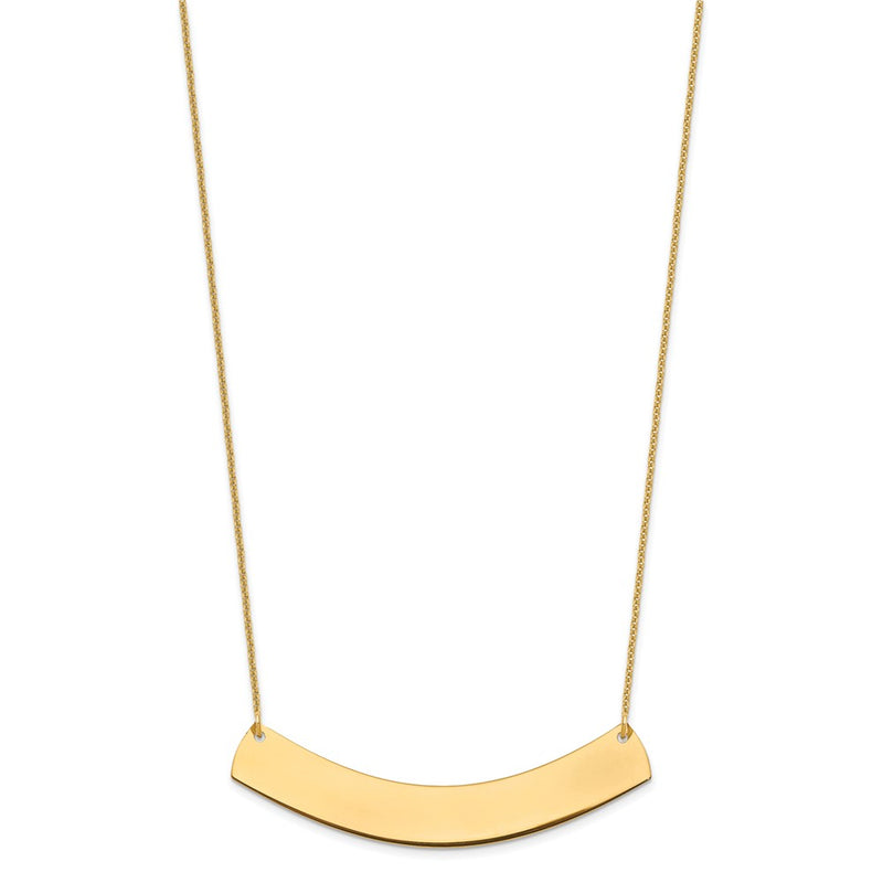 14K Yellow Gold Large Curved Blank Bar Necklace