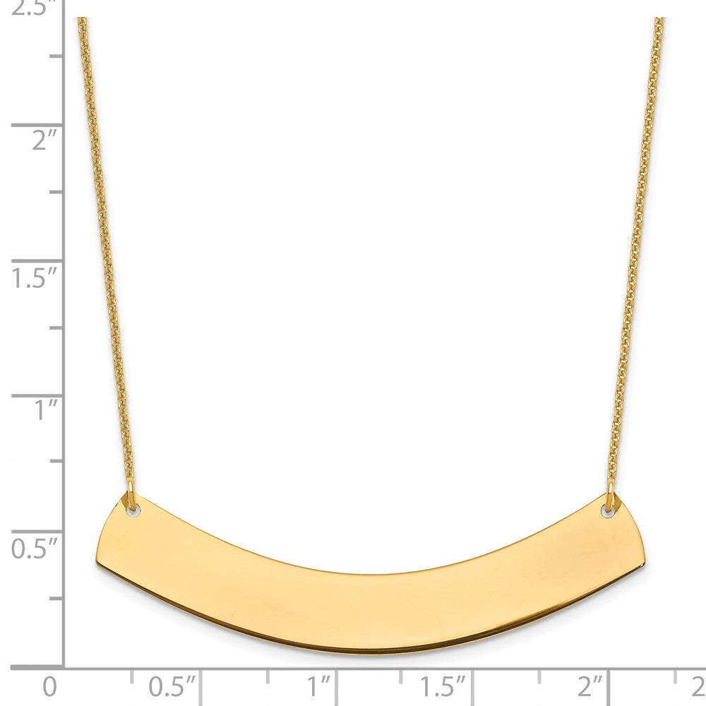 14K Yellow Gold Large Curved Blank Bar Necklace