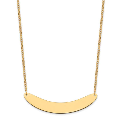 Gold Plated Sterling Silver/Gold Large Curved Blank Bar Necklace