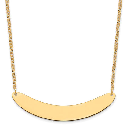 Gold Plated Sterling Silver/Gold Large Curved Blank Bar Necklace