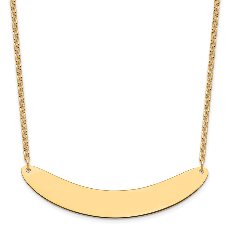 Gold Plated Sterling Silver/Gold Large Curved Blank Bar Necklace