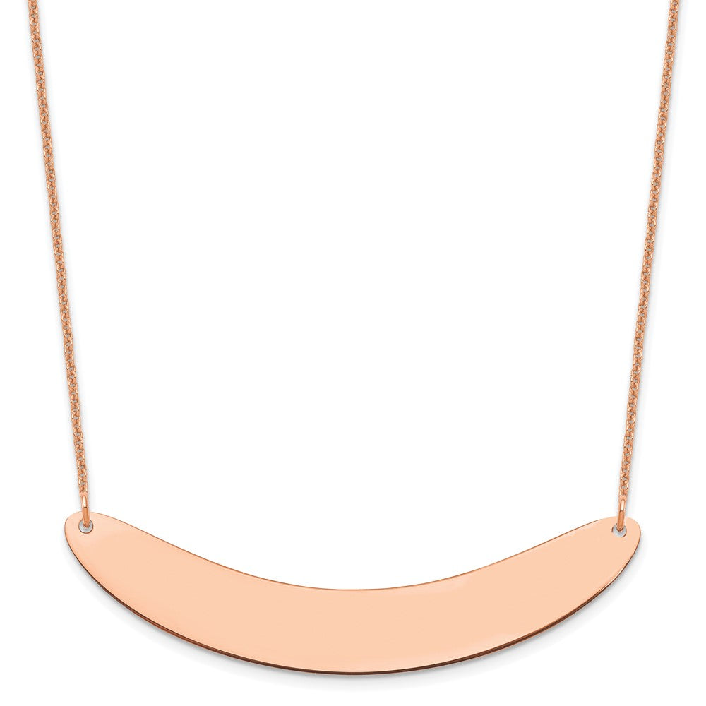 14K Rose Gold Large Curved Blank Bar Necklace