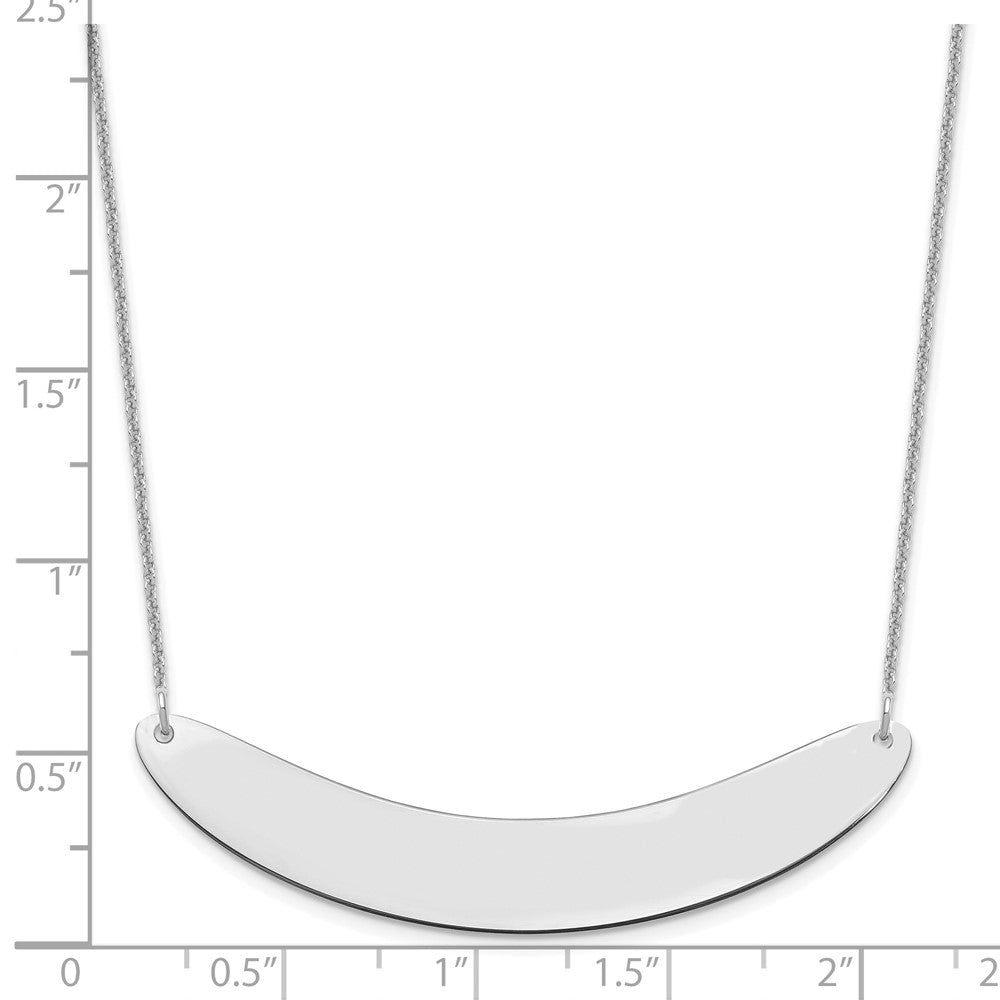 14K White Gold Large Curved Blank Bar Necklace