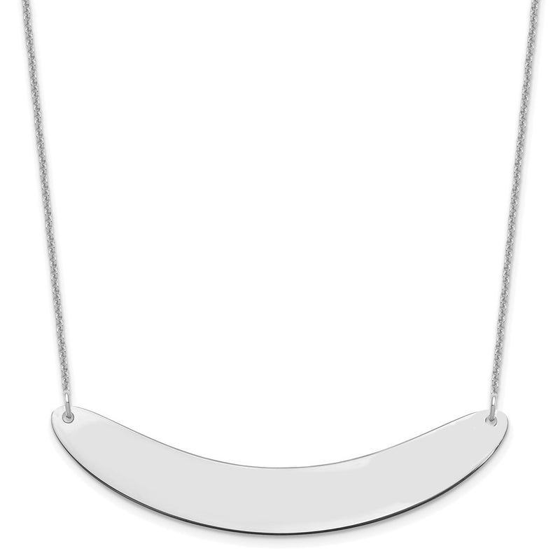 14K White Gold Large Curved Blank Bar Necklace