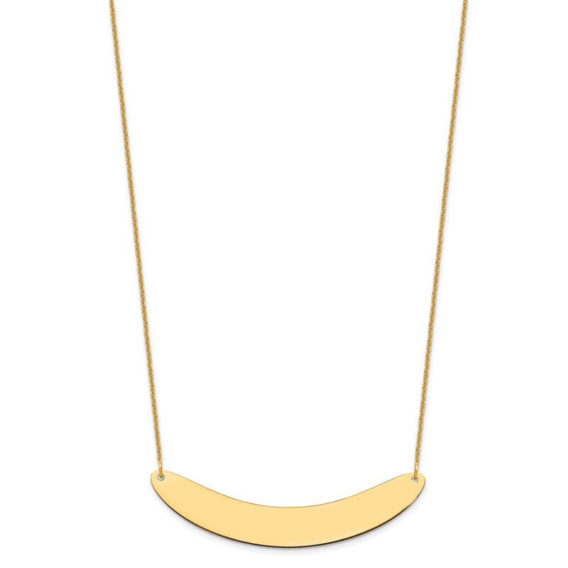 14K Yellow Gold Large Curved Blank Bar Necklace